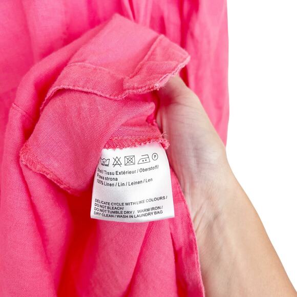 Malvin Pink 100% Linen Beaded Split Neck Tunic Sz M - Picture 4 of 6